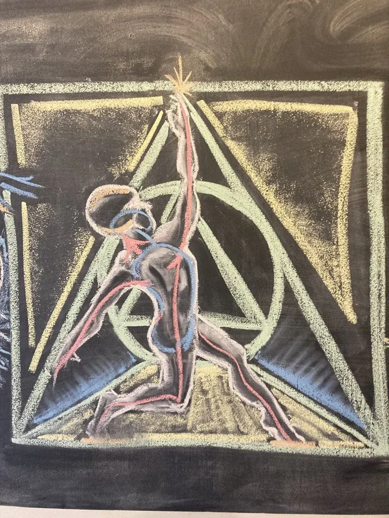 Chalk drawing on the studio wall