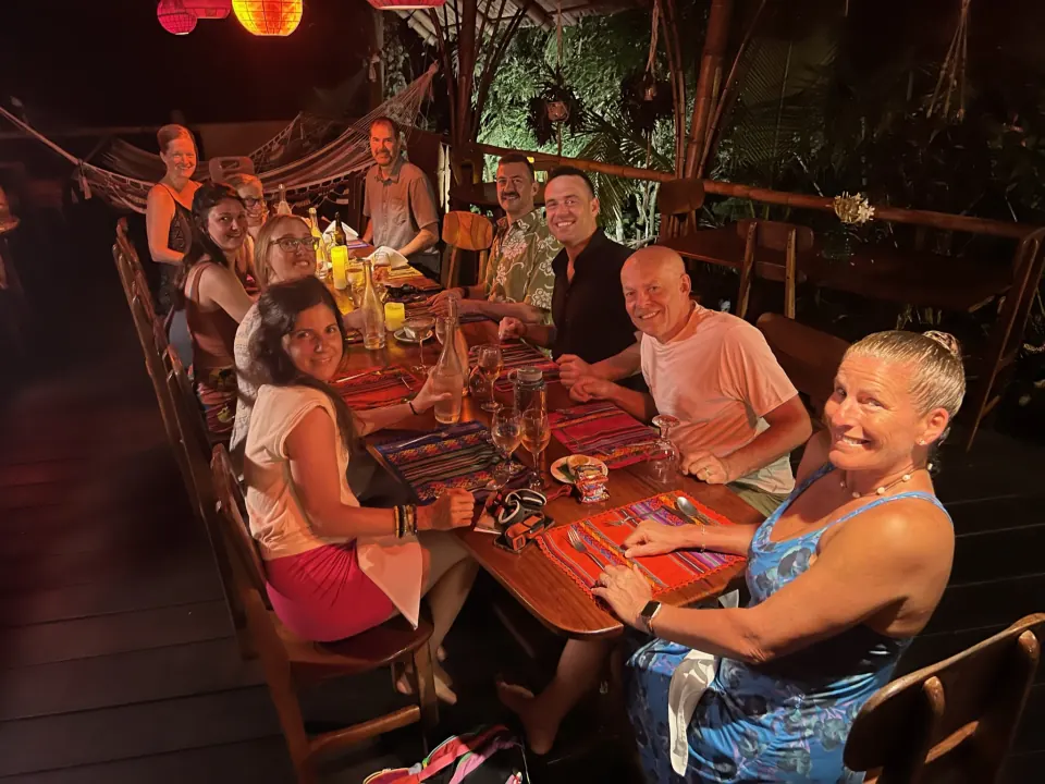 Dinner together on a retreat in Costa Rica