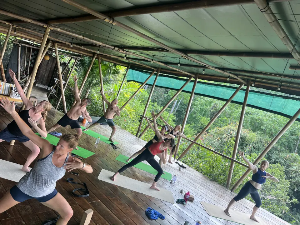 Practice on an open-air deck in Costa Rica