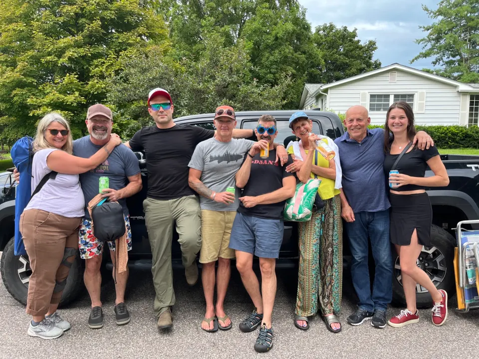 The club gathered outside