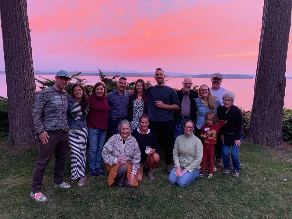 The club together at sunset