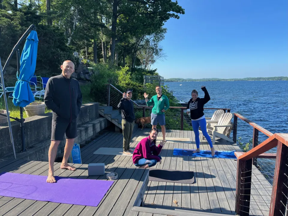 Practice on the lakeside deck