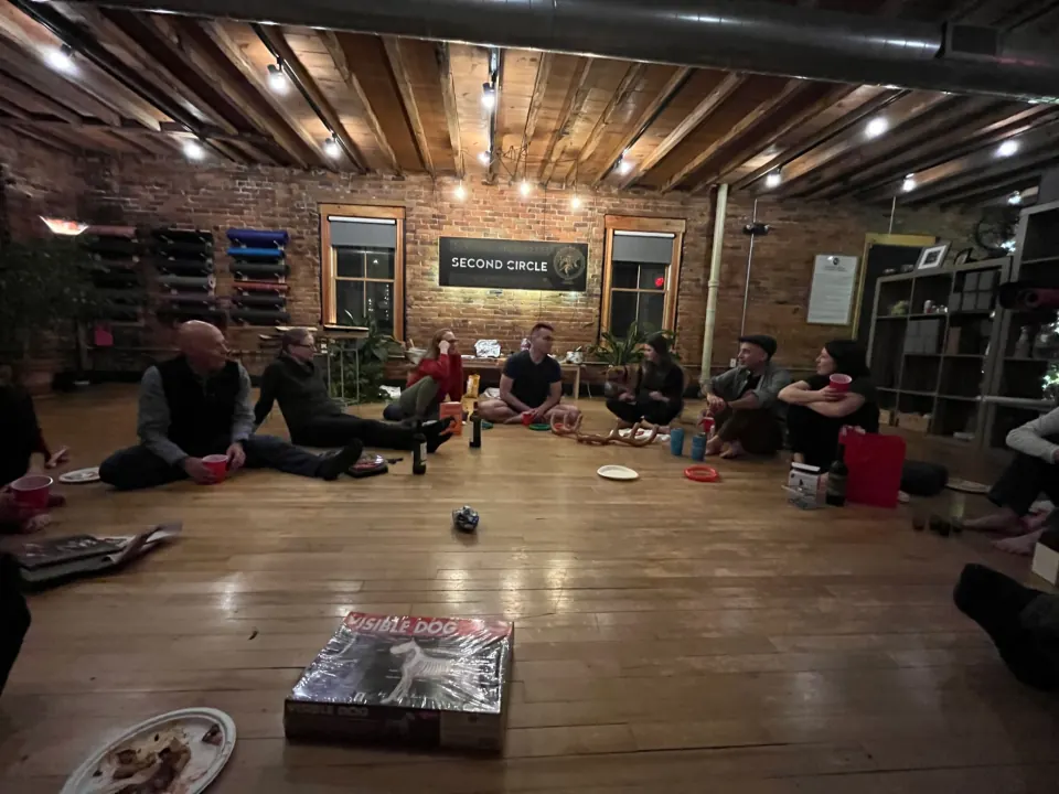 A club meeting in the studio on College Street